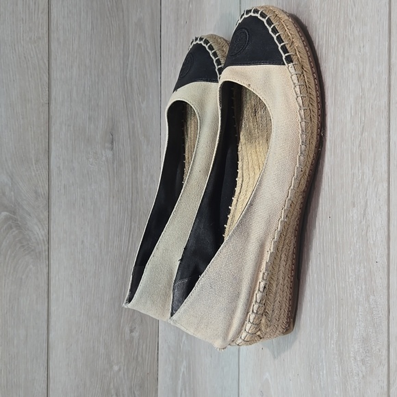 Tory Burch Women's Textile Espadrille Wedge Logo Shoes Sz 8M - Picture 2 of 16